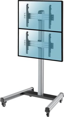 Pied TV KIMEX Support à roulettes 2 écrans TV 40"- 65"