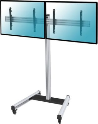 Pied TV KIMEX Support à roulettes 2 écrans TV 50"- 55"