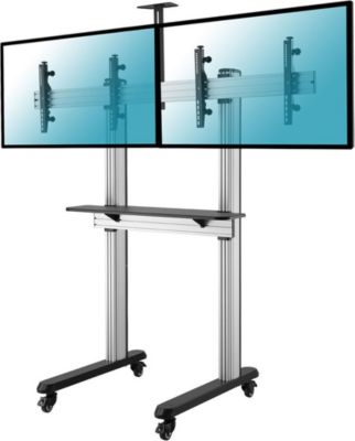 Pied TV KIMEX sol pour 2 écrans TV 45"-55" à roulettes