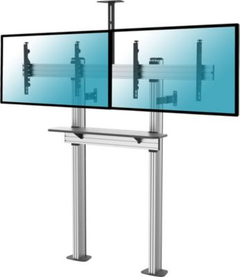 Pied TV KIMEX sol pour 2 écrans TV 45"-55" à visser