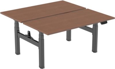 Bureau ergonomique KIMEX 150 x 75 cm Plateaux noyer / Pied noir