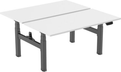 Bureau ergonomique KIMEX 180 x 75 cm Plateaux blancs / Pied noir