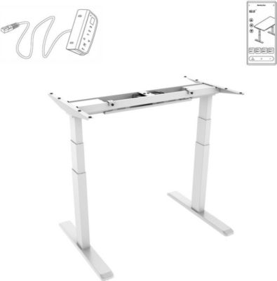 Bureau ergonomique KIMEX Pied Bureau motorisé, Blanc - Connecté