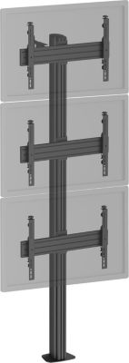 Pied TV KIMEX 3 écrans TV 40"-65", Hauteur 240cm, noir