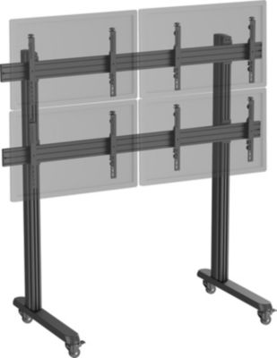 Pied TV KIMEX 4 écrans TV 45"-55", à roulettes, noir