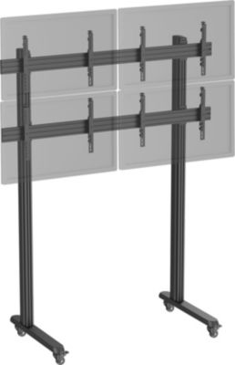 Pied TV KIMEX 4 écrans TV 45"-55", à roulettes, noir