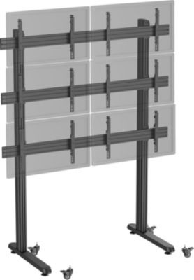 Pied TV KIMEX 6 écrans TV 45"-55", à roulettes, noir