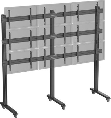 Pied TV KIMEX 9 écrans TV 45"-50", à roulettes, noir
