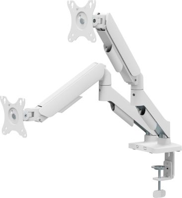 Pied TV KIMEX Support écran PC 2 écrans 17"-32", Blanc
