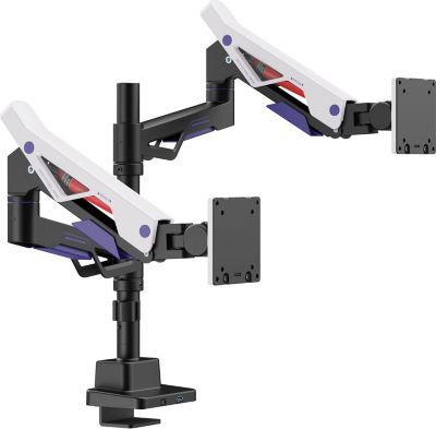 Pied TV KIMEX Support gaming 2 écrans 24"-57" avec USB