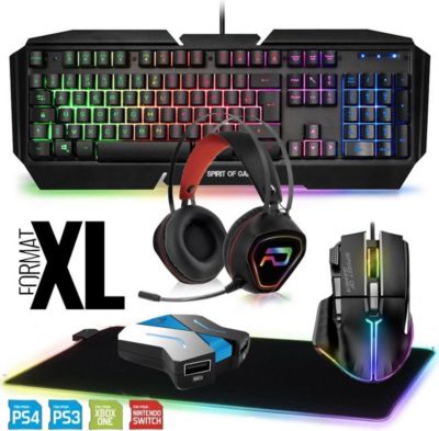 Pack clavier et souris gamer GENERIQUE Pack Gamer Clavier Souris Casque Convert