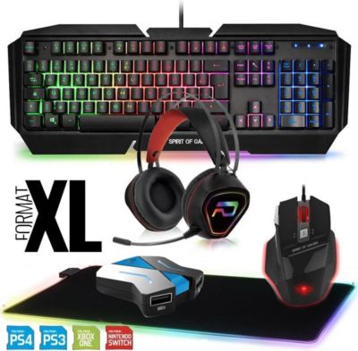 Pack clavier et souris gamer GENERIQUE Pack Gamer Clavier Souris Casque Conver