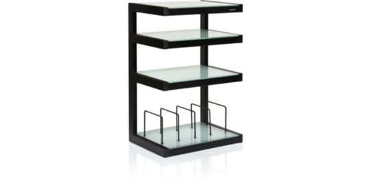 Meuble Hifi NORSTONE Vinyle Hi-fi noir satiné verres dépoli