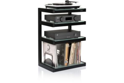 Meuble Hifi NORSTONE Vinyle Hi-fi noir satiné verres dépoli