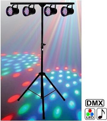 Jeu de lumières DISCO PRO Pack 4 jeux PAR36 DMX à LEDS + support