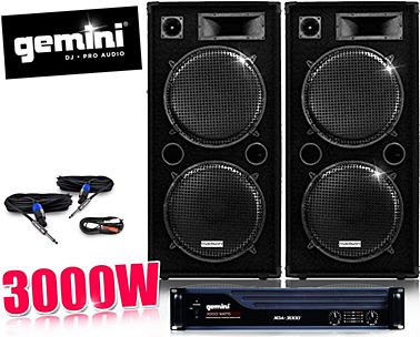 Gemini - Enceinte SONO DJ Gemini 1000W, sur Batterie, Microphone