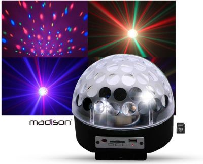 Jeu de lumières MADISON Boule lumi LED RVB HP intégrés SD/USB