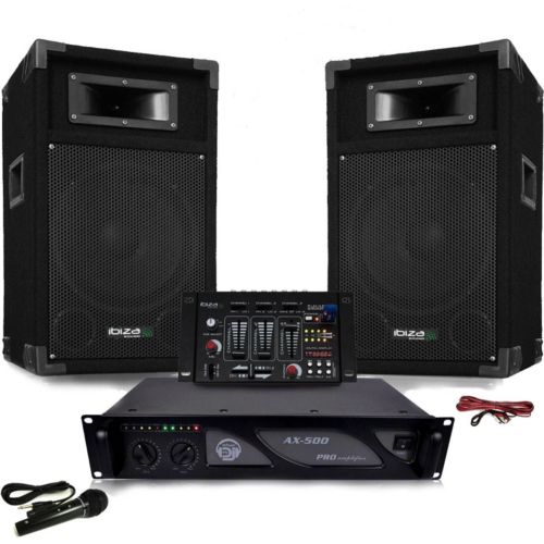 Pack sono MYDEEJAY DJ500-AX-BT ampli+HP 500W Table de mix