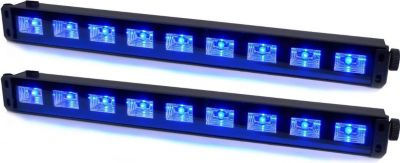 Jeu de lumières IBIZA 2 Barres LED UV 9x1W reflet tissus blanc
