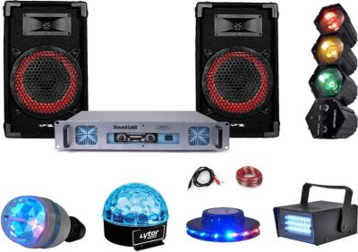Jeu de lumières MYDEEJAY Pack 5 jeux lumi+paire d'enceintes+ampli