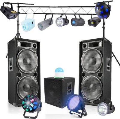 Enceinte sono NONAME Pack de 11 jeux de lumière + portique et Enceinte sono NONAME Pack de 11 jeux de lumière + portique et