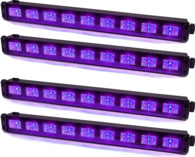 Jeu de lumières IBIZA Pack 4 Barres à LED UV 9x1W se reflète s