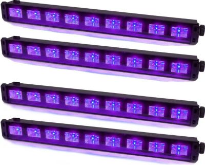 Jeu de lumières IBIZA Pack 4 Barres à LED UV 9x1W se reflète s Jeu de lumières IBIZA Pack 4 Barres à LED UV 9x1W se reflète s