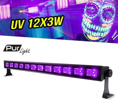 Jeu de lumières PUR LIGHT Barre LED 12x3V spécial lumi UV/fixation