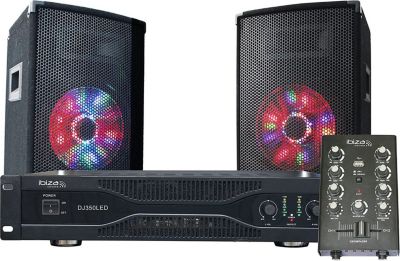 Pack sono IBIZA 2 Enceintes 2X250W+Table mix+Ampli+Mic