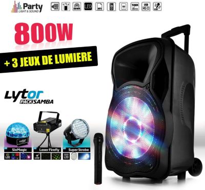 Enceinte sono PARTY LIGHT&SOUND Enceinte 800W LED/USB/BT+Mic