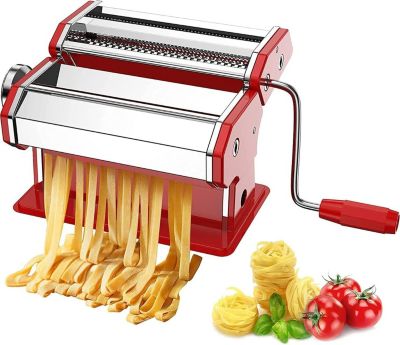 Machine à Pâtes, Laminoir à Pâtes En Acier Inoxydable Pour  Tagliatelle/Spaghettis/Lasagnes/Ravioles, Argenté