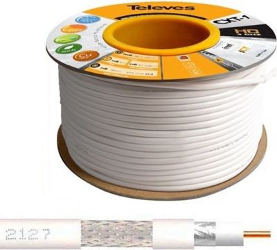 Câble Coaxial TELEVES 100m Cable Coaxial Blanc 17 Vatc Classa Câble Coaxial TELEVES 100m Cable Coaxial Blanc 17 Vatc Classa