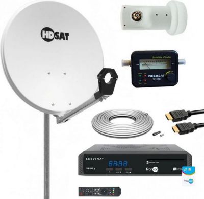 Antenne parabolique HDSAT Pack Parabole Satelitte Acier 65cm + Réc