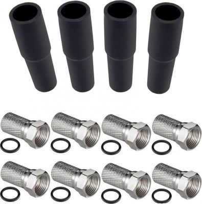 Fiche antenne TV HDSAT Hdsat Kit 8 Fiches F 7mm + 4 Manchons ét