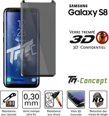 Protège écran TM CONCEPT Samsung Galaxy S8 - Verre trempé 3D incu