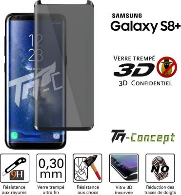 Protège écran TM CONCEPT Samsung Galaxy S8+  Verre trempé 3D incu Protège écran TM CONCEPT Samsung Galaxy S8+  Verre trempé 3D incu