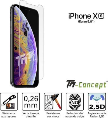 Protège écran TM CONCEPT Apple iPhone XS - Verre trempé TM Concep