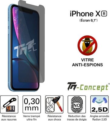 Protège écran TM CONCEPT Apple iPhone XR - Verre trempé - Anti-Es Protège écran TM CONCEPT Apple iPhone XR - Verre trempé - Anti-Es