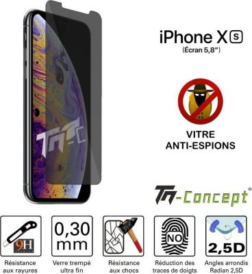 Protège écran TM CONCEPT Apple iPhone XS - Verre trempé - Anti-Es