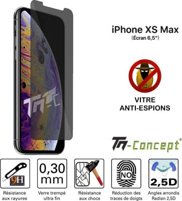 Protège écran TM CONCEPT Apple iPhone XS Max - Verre trempé teint