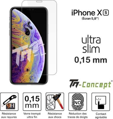 Protège écran TM CONCEPT Apple iPhone XS - Verre trempé Ultra Sli Protège écran TM CONCEPT Apple iPhone XS - Verre trempé Ultra Sli