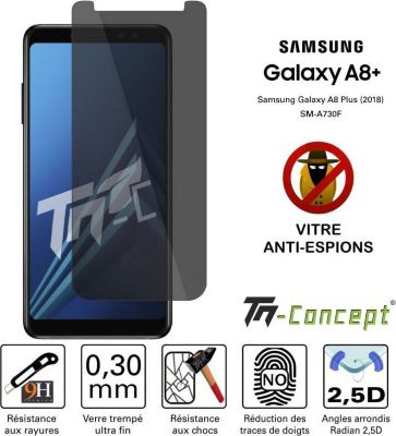 Protège écran TM CONCEPT Samsung Galaxy A8+ (2018) - Verre trempé
