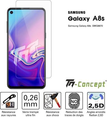 Protège écran TM CONCEPT Samsung Galaxy A8s - Verre trempé TM Con Protège écran TM CONCEPT Samsung Galaxy A8s - Verre trempé TM Con