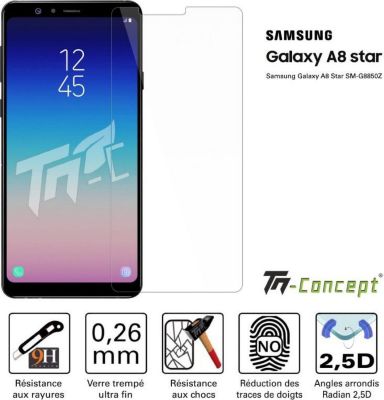Protège écran TM CONCEPT Samsung Galaxy A8 Star - Verre trempé TM