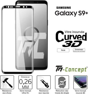 Protège écran TM CONCEPT Samsung Galaxy S9+ Normal Size Noir - Cu