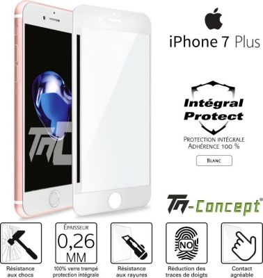 Protège écran TM CONCEPT Apple iPhone 7 Plus - Verre trempé intég Protège écran TM CONCEPT Apple iPhone 7 Plus - Verre trempé intég