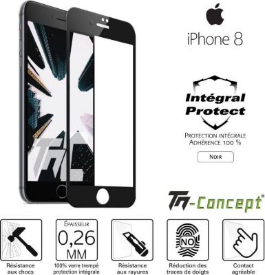 Protège écran TM CONCEPT Apple iPhone 8 - Verre trempé intégral P