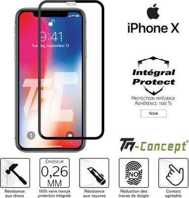 Protège écran TM CONCEPT Apple iPhone XR - Verre trempé intégral