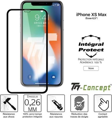 Protège écran TM CONCEPT Apple iPhone XS Max - Verre trempé intég Protège écran TM CONCEPT Apple iPhone XS Max - Verre trempé intég