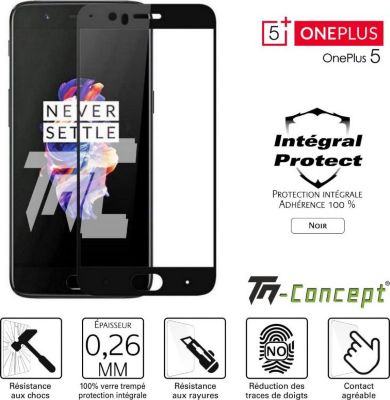 Protège écran TM CONCEPT OnePlus 5 - Verre trempé intégral Protec Protège écran TM CONCEPT OnePlus 5 - Verre trempé intégral Protec